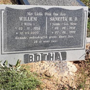 BOTHA Willem 1934-2002 &amp; Sanetta H.D. MEYER 1938-1999