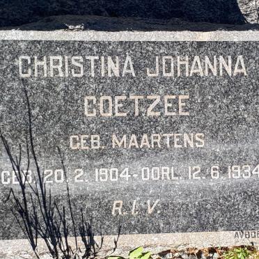 COETZEE Christina Johanna nee MAARTENS 1904-1934