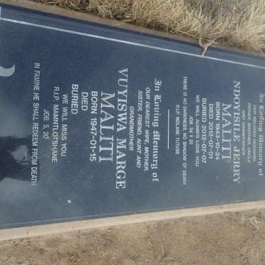 MALITI Ndoyisile Jerry 1943-2012 &amp; Vuyiswa Marge 1947-
