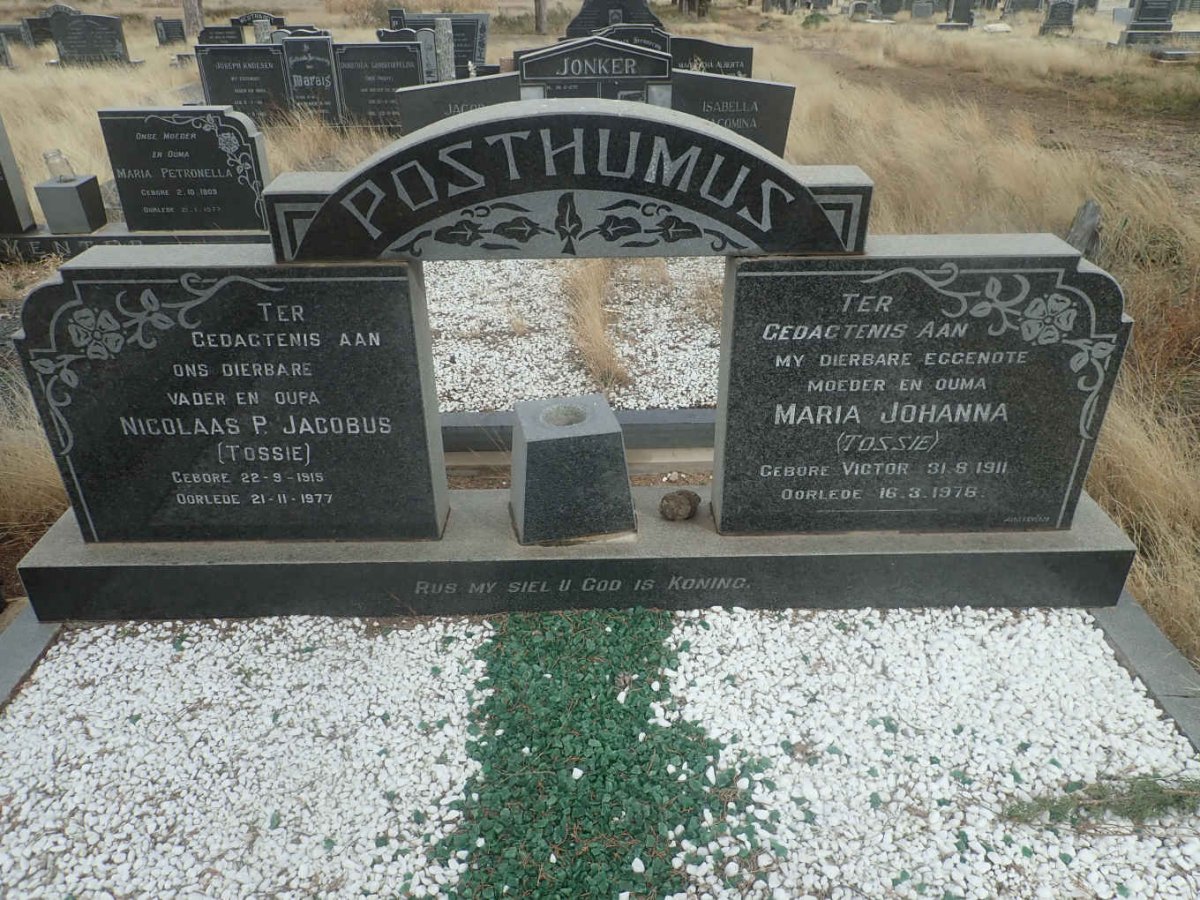 POSTHUMUS Nicolaas P. Jacobus 1915-1977 &amp; Maria Johanna VICTOR 1911-1976