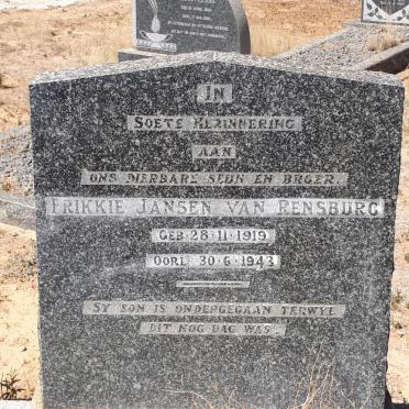 RENSBURG Frikkie, Jansen van 1919-1943