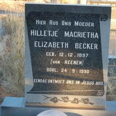 BECKER Hilletje Magrietha Elizabeth nee VAN REENEN 1897-1990