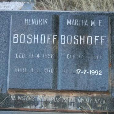 BOSHOFF Hendrik 1896-1978 &amp; Martha M.E. 1901-1992