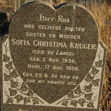 KRUGER Sofia Christina nee DE LANGE 1936-1958