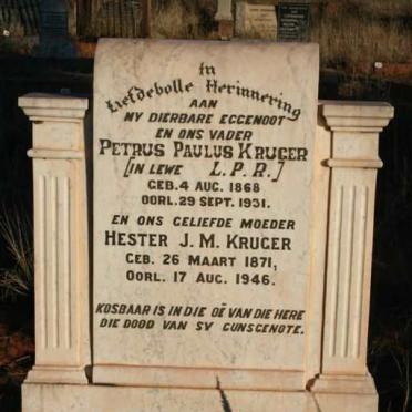KRUGER Petrus Paulus 1868-1931 &amp; Hester J.M. 1871-1946