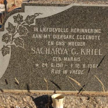 KRIEL Sacharya G. nee MARAIS 1911-1962
