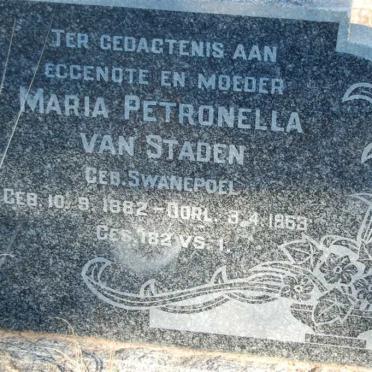 STADEN Maria Petronella, van nee SWANEPOEL 1882-1963