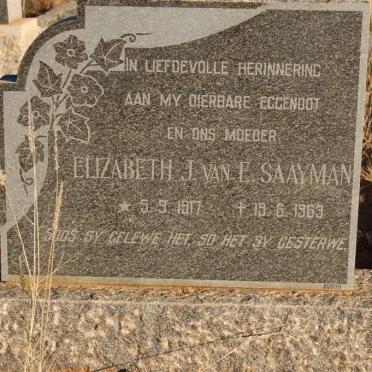 SAAYMAN Elizabeth J. van E. 1917-1963