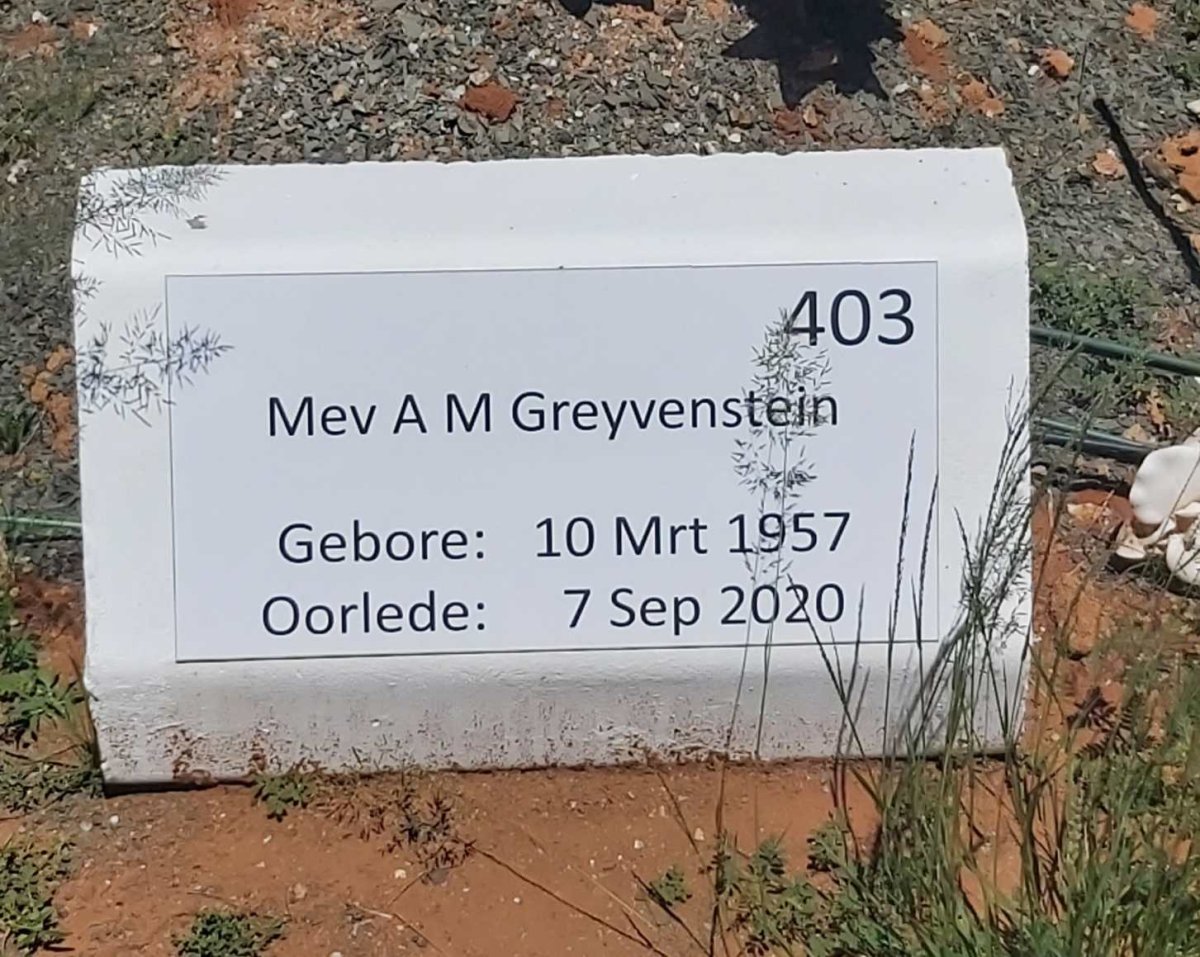 GREYVENSTEIN A.M. 1957-2020