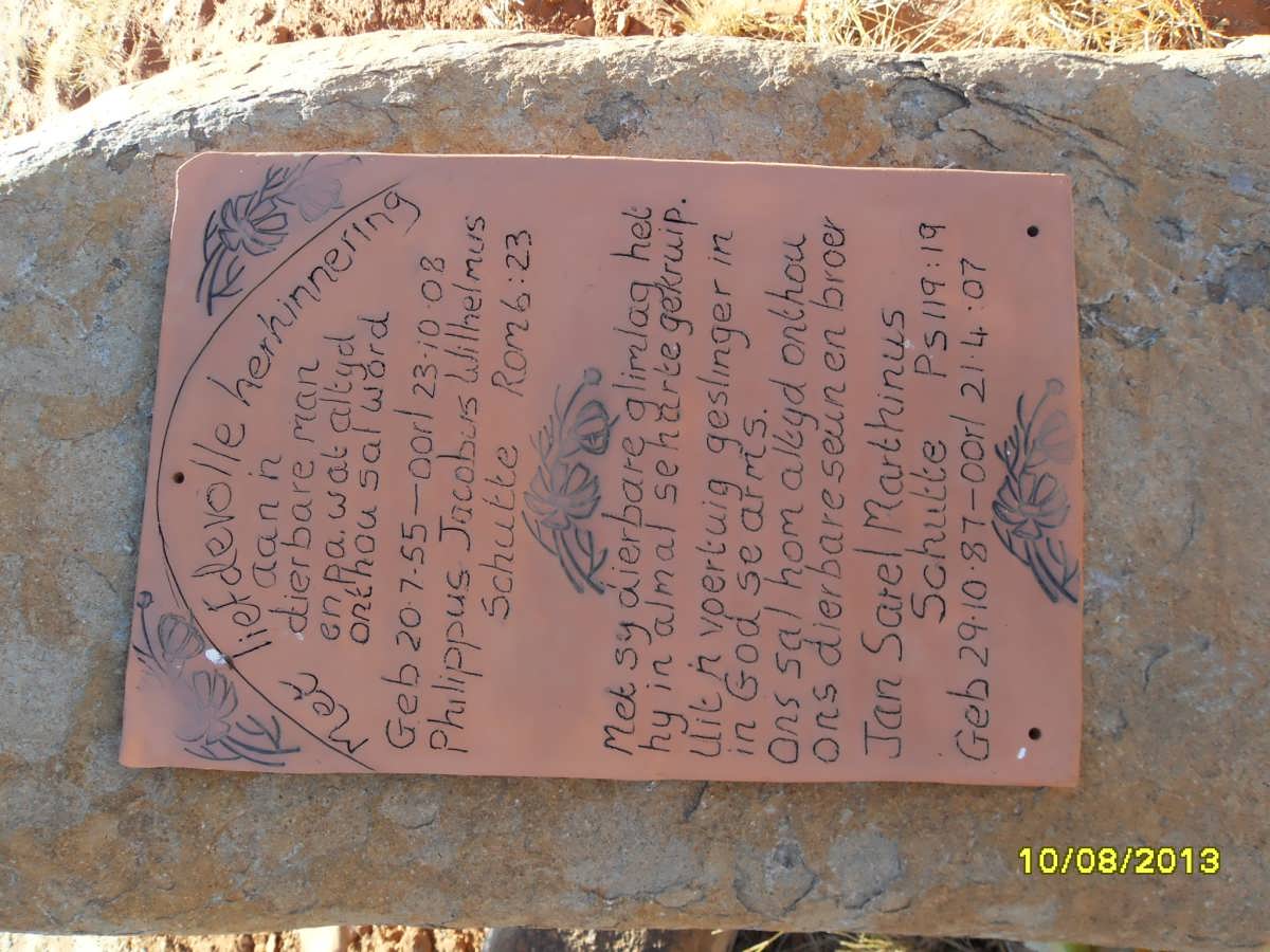 SCHUTTE Philippus Jacobus Wilhelmus 1955-2008 :: SCHUTTE Jan Sarel Marthinus 1987-2007