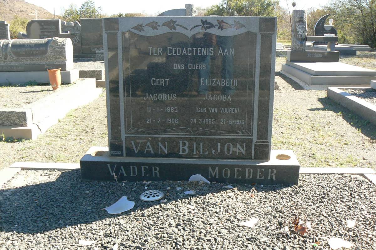 BILJON Gert Jacobus, van 1883-1966 &amp; Elizabeth Jacoba VAN VUUREN 1885-1976