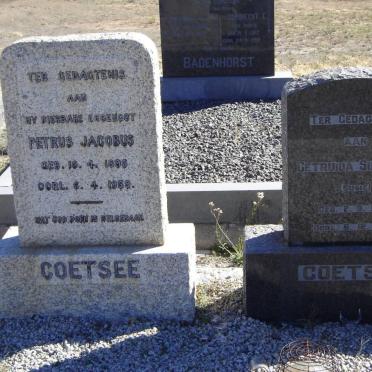 COETSEE Petrus Jacobus 1896-1959 &amp; Gertruida Susanna 1897-1968