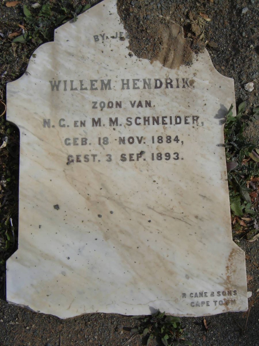 SCHNEIDER Willem Hendrik 1884-1893