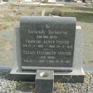 VENTER Francois Alwyn 1860-1929 &amp; Ellen Elizabeth WIID 1969-1917