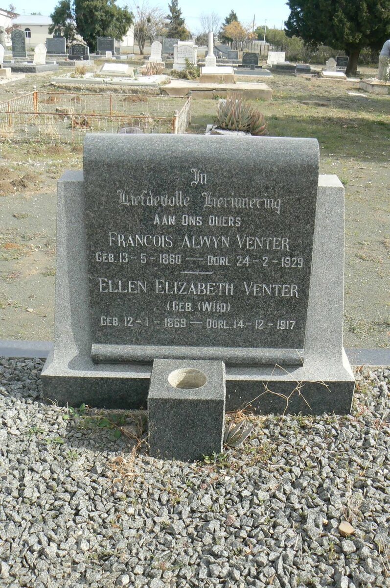 VENTER Francois Alwyn 1860-1929 &amp; Ellen Elizabeth WIID 1969-1917