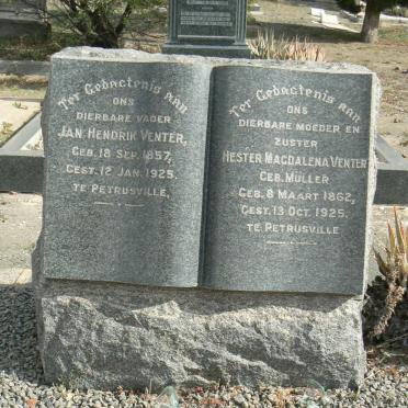 VENTER Jan Hendrik 1857-1925 &amp; Hester Magdalena MÜLLER 1862-1925