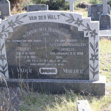 WALT Jan Lowies, van der 1888-1960 &amp; Gertruida Magdalena Cornelia DROSKIE 1898-