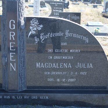 GREEN Magdalena Julia nee HERHOLDT 1922-2007