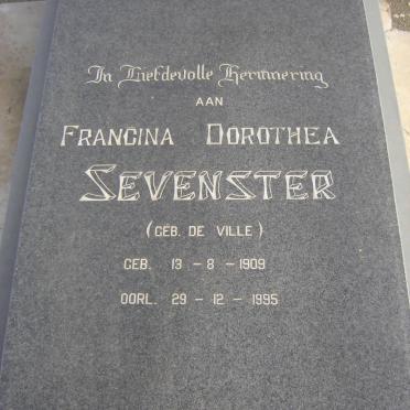 SEVENSTER Francina Dorothea nee DE VILLE 1909-1995