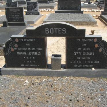 BOTES Antonie Johannes 1910-1979 &amp; Gerty Susanna HANEKOM 1916-1998