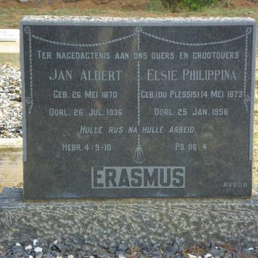 ERASMUS Jan Albert 1870-1936 &amp; Elsie Philippina DU PLESSIS 1873-1956