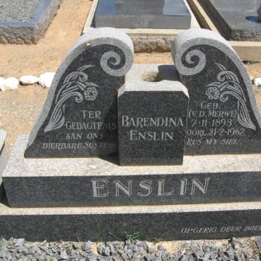 ENSLIN Barendina nee V.D. MERWE 1893-1962