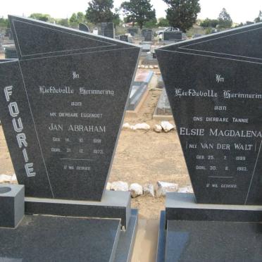 FOURIE Jan Abraham 1891-1973 &amp; Elsie Magdalena VAN DER WALT 1899-1983