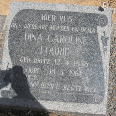 FOURIE Dina Caroline nee BRITZ 1875-1961