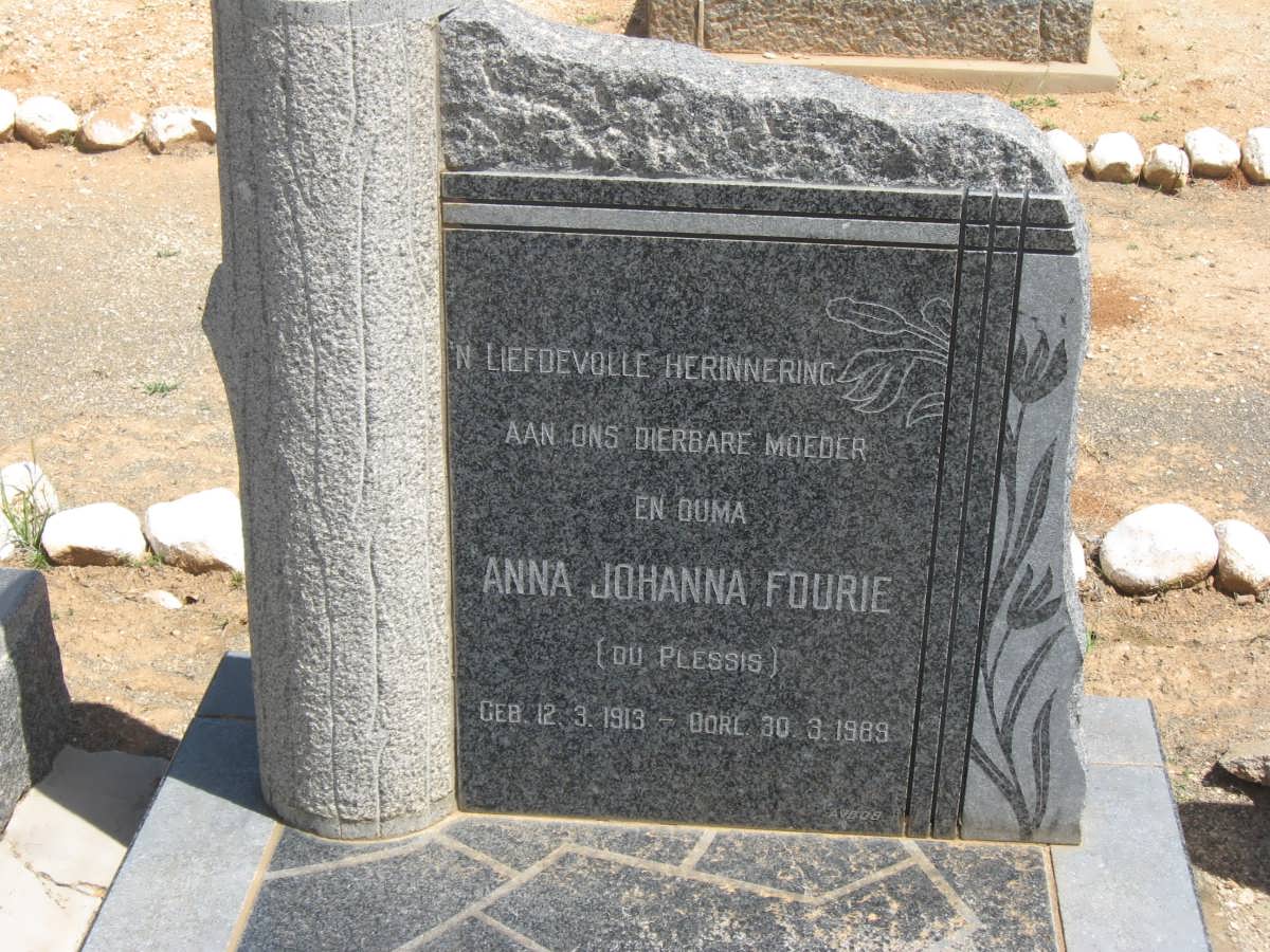 FOURIE Anna Johanna nee DU PLESSIS 1913-1989