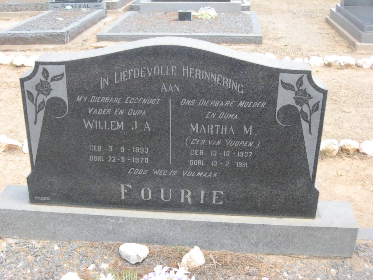FOURIE Willem J.A. 1893-1970 &amp; Martha M. VAN VUUREN 1907-1991
