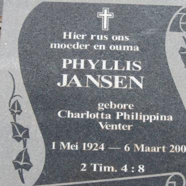 JANSEN Charlotta Philippina nee VENTER 1924-2008
