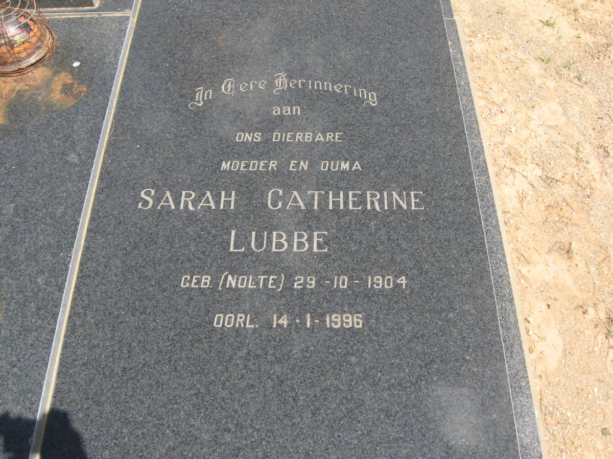 LUBBE Sarah Catherine nee NOLTE 1904-1996