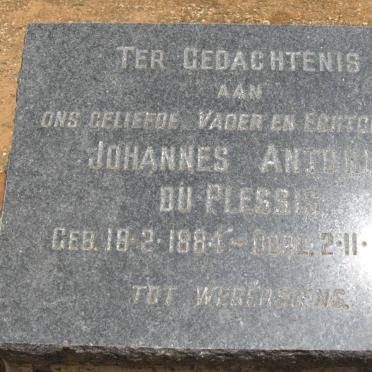 PLESSIS Johannes Antonie, du 1884-1921