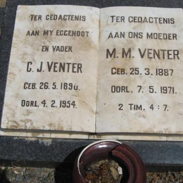 VENTER C.J. 1890-1954 &amp; M.M. 1887-1971