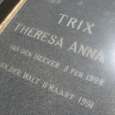 WALT Theresa Anna, van der nee VAN DEN HEEVER 1928-1991
