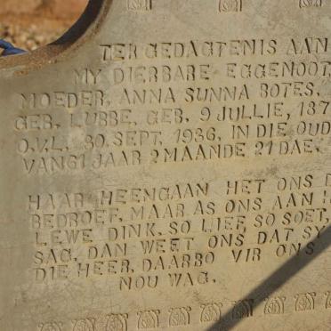 BOTES Anna Sunna nee LUBBE 1875-1936