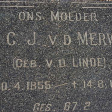 MERWE R.C.J., v.d. nee V.D. LINDE 1855-1928