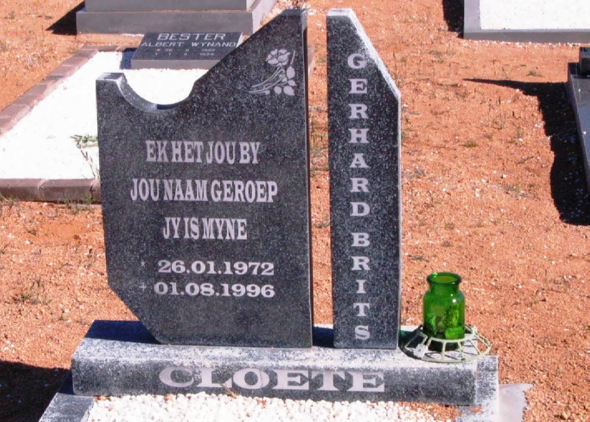 CLOETE Gerhard Brits 1972-1996