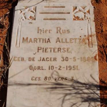 PIETERSE Martha Alletta nee DE JAGER 1860-1951