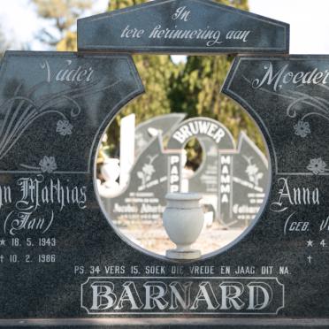 BARNARD John Mathias 1943-1986 &amp; Anna Gesina VAN ZYL 1951-