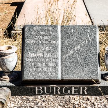 BURGER Christina Johanna nee DE KLERK 1909-1990