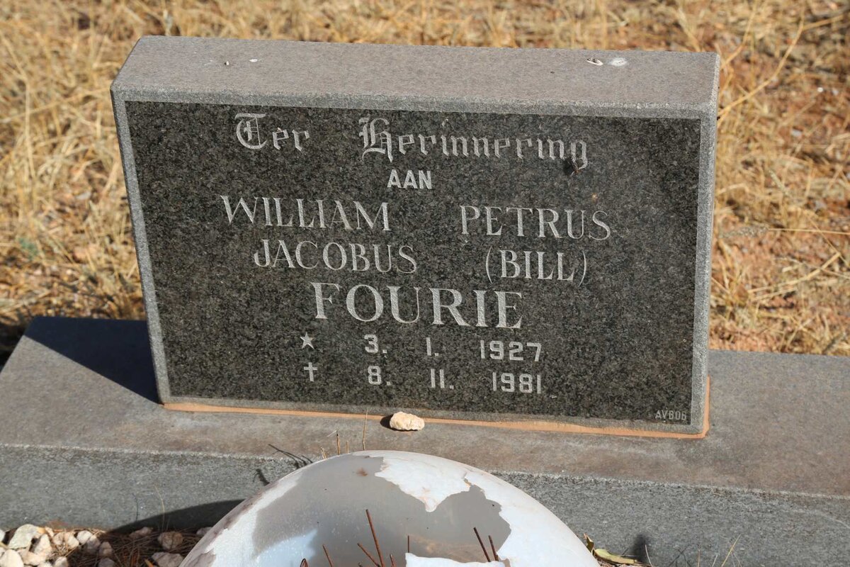 FOURIE William Petrus Jacobus 1927-1981