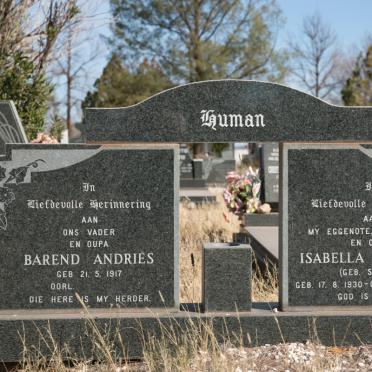 HUMAN Barend Andries 1917- &amp; Isabella Fredrika SWARTS 1930-1983