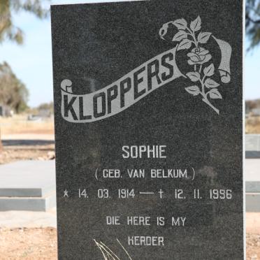 KLOPPERS Sophie nee VAN BELKUM 1914-1996