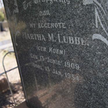 LUBBE Martha M. nee KOEN 1909-1954