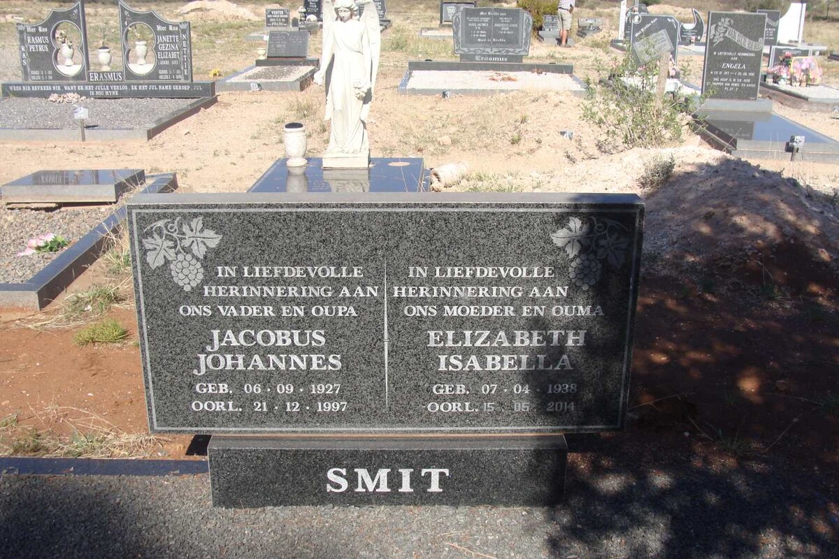 SMIT Jacobus Johannes 1927-1997 &amp; Elizabeth Isabella 1938-2014