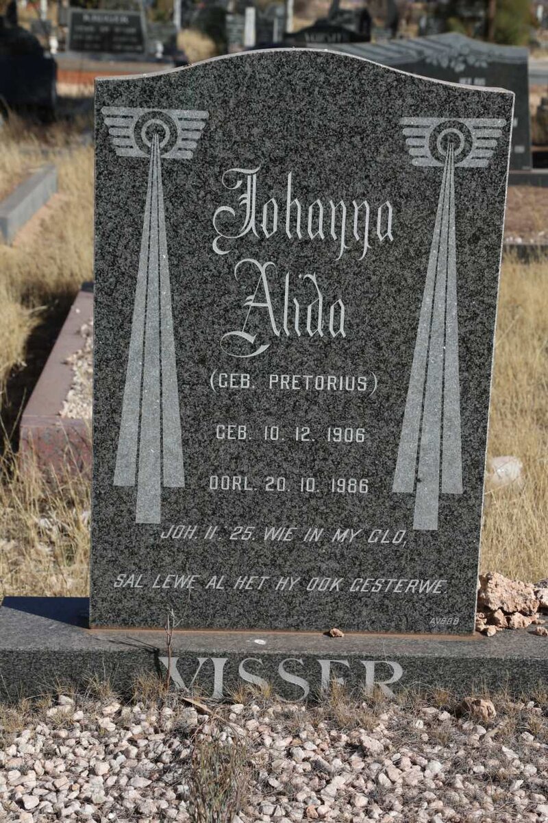 VISSER Johanna Alida nee PRETORIUS 1906-1986