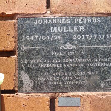 MULLER Johannes Petrus 1947-2017