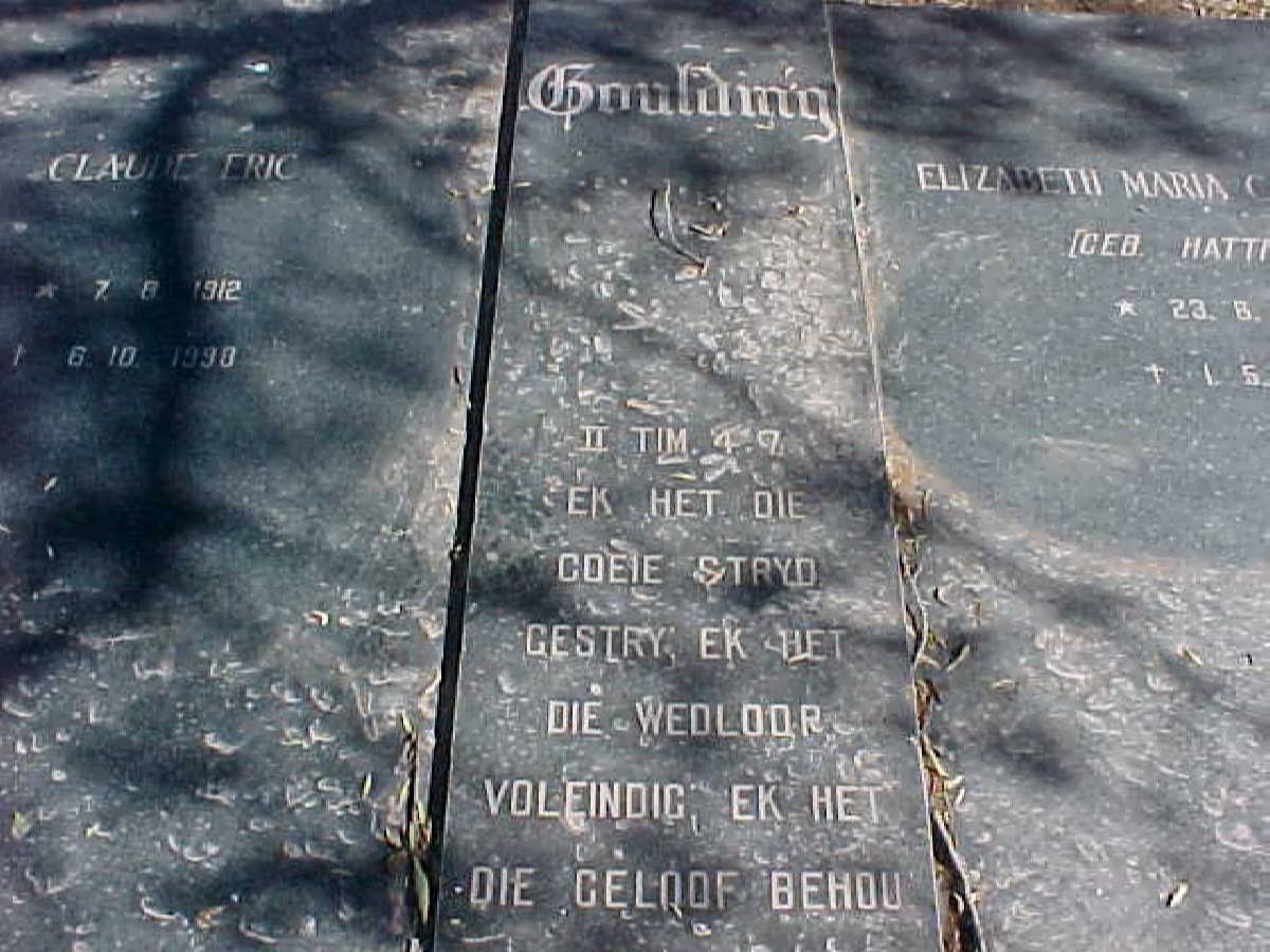 GOULDING Claude Eric 1912-1998 &amp; Elizabeth Maria Catharina  HATTINGH 1914-1987