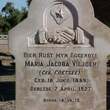 VILJOEN Maria Jacoba nee COETSEE 1889-1927